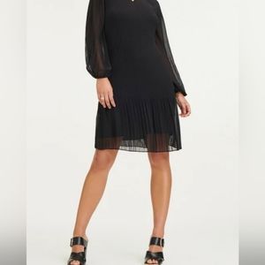 DKNY black pleated chiffon dress XL